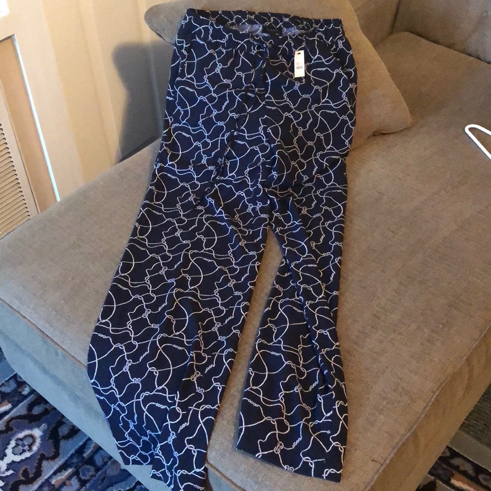 NWT Talbots palazzo pants navy nautical pattern 4